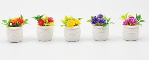 ART313 - Miniature Potted Flowers in White Pot, Assorted, 1 Pc., 1.1 Inch X 0.78 Inch